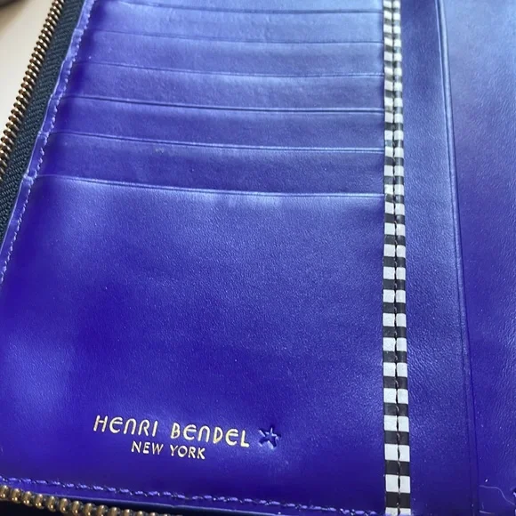 Henri Bendel Black Continental Wallet w/ Purple Interior - Picture 7 of 8
